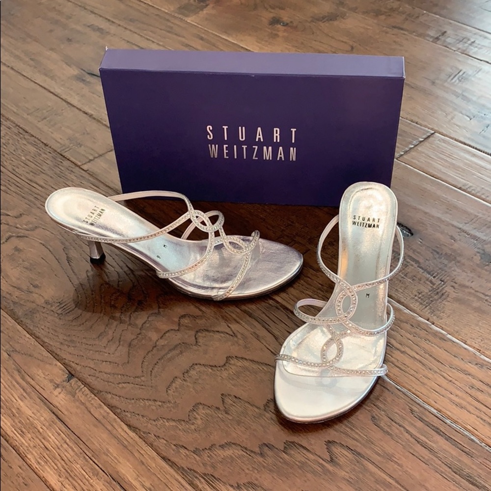 Stuart Weitzman silver heels! Worn one time! - Picture 3 of 7